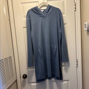 Blue Midi Hoodie Dress
